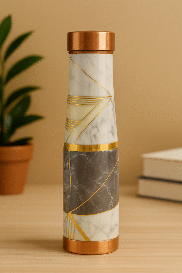 Copper Bottle with 3D Meena Marble Enamel Finish - Image 5