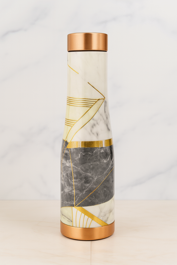 Copper Bottle with 3D Meena Marble Enamel Finish