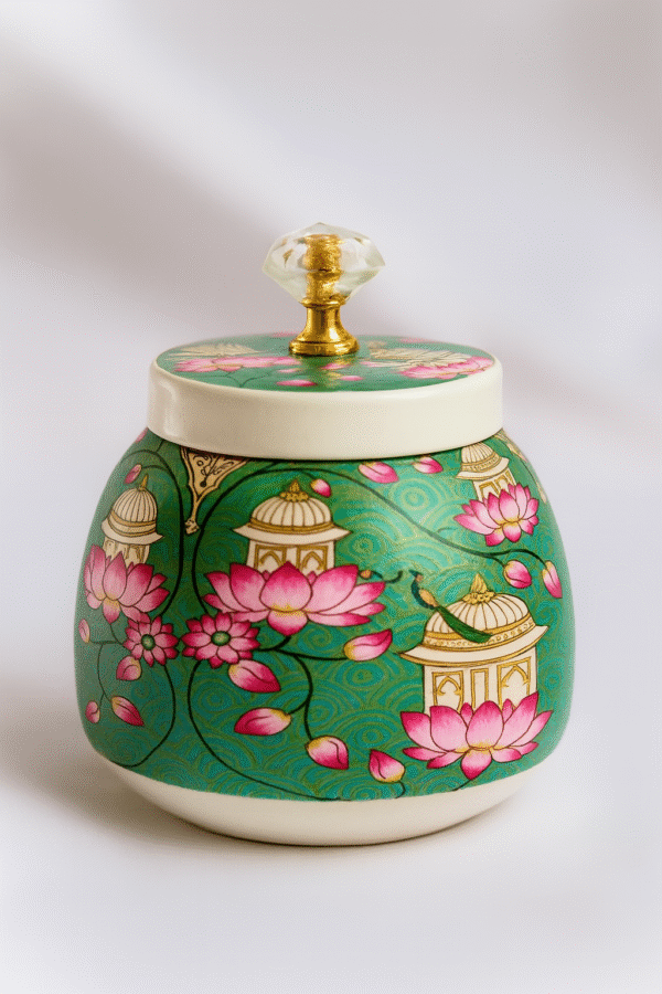 Pichwai Matki Jar – Lotus Design - Image 3