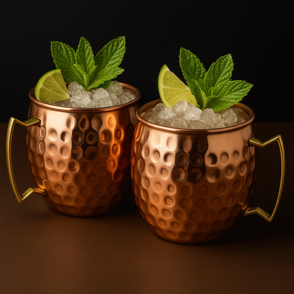 Copper Moscow Mule Mugs – Set of 2 with Brass Handles - Image 2