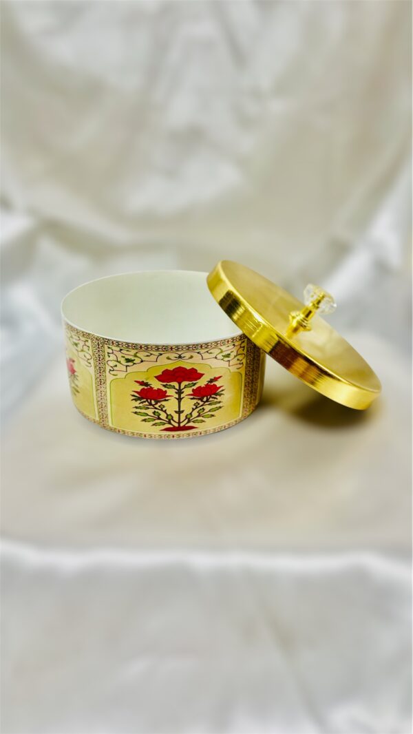 Handcrafted Floral Square Metal Tray Set - Image 4