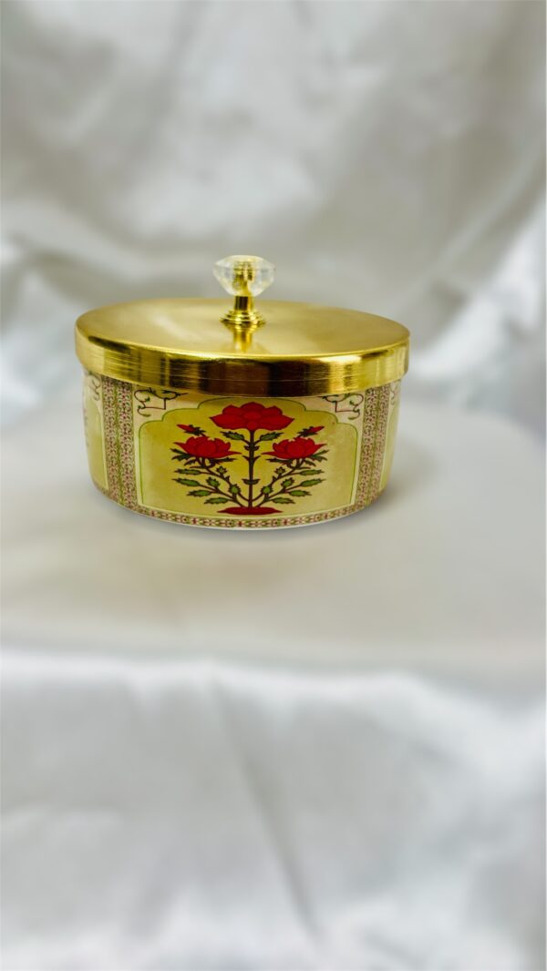 Handcrafted Floral Square Metal Tray Set - Image 5