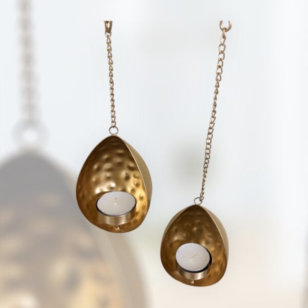 Hanging Teardrop Shaped Diya / Tealight (set of 2) - Image 2