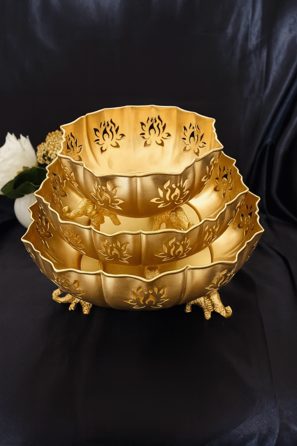 Decorative Urli with Lotus Design and Elephant Legs - Image 3