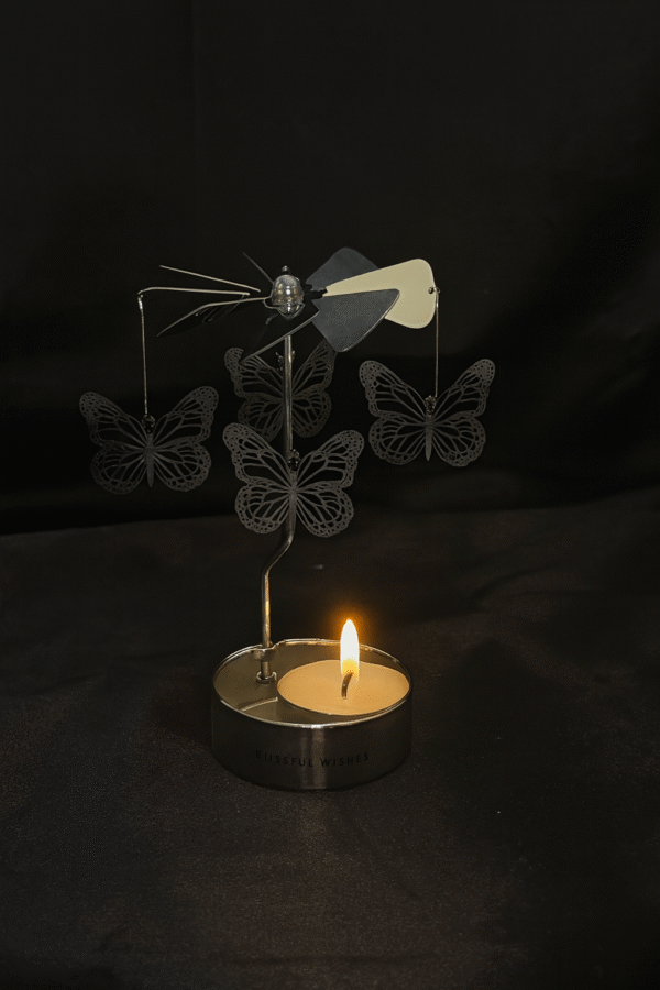 Tea Light Holder with Rotating Carousel – Butterfly Design