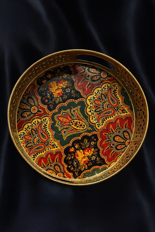 Pichwai Decroative Tray with Optional Cylindrical Jars - Image 2