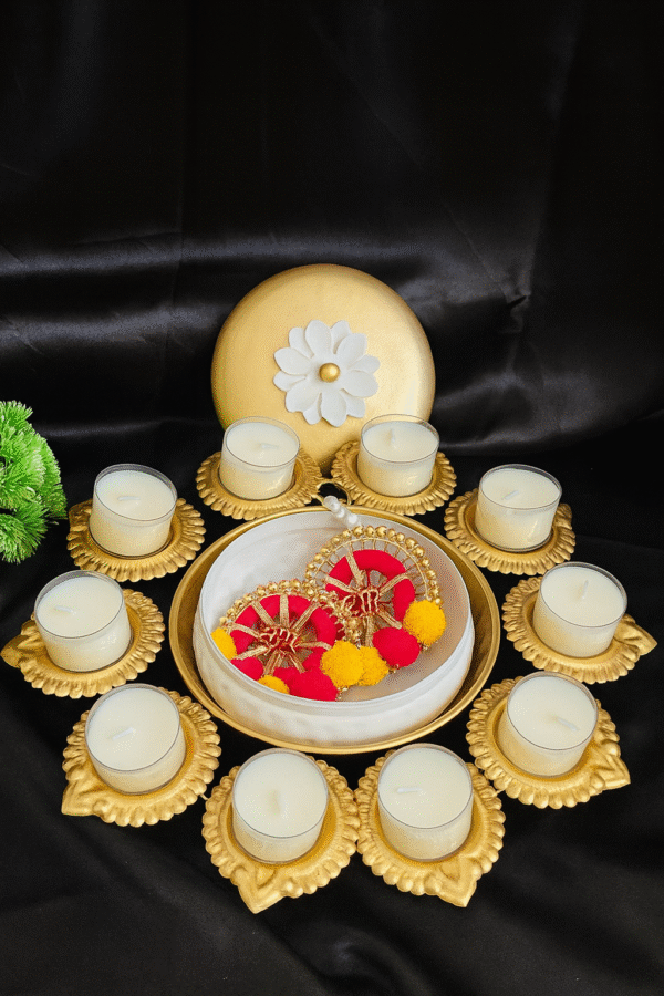 Traditional Diya Urli & White Metal Jar Hamper