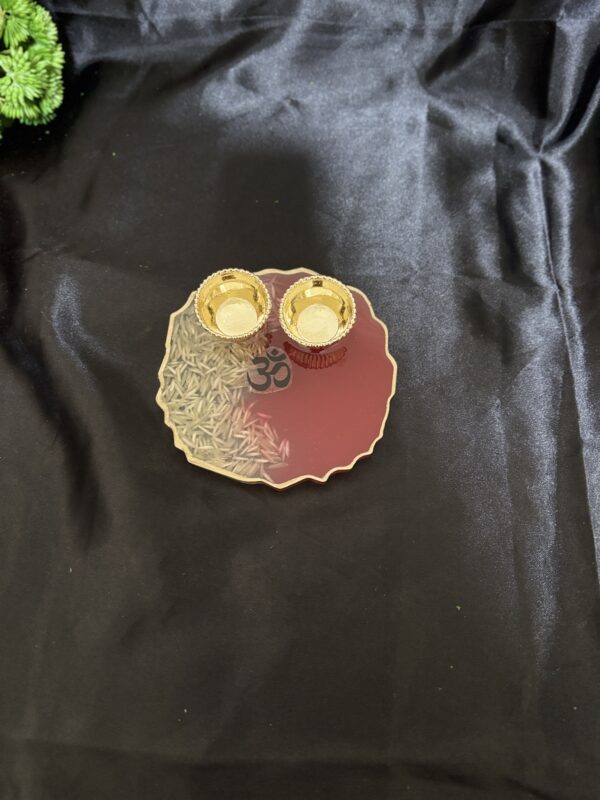 4 Inch Designer Resin Plate based on Roli and Chawal (Rice)