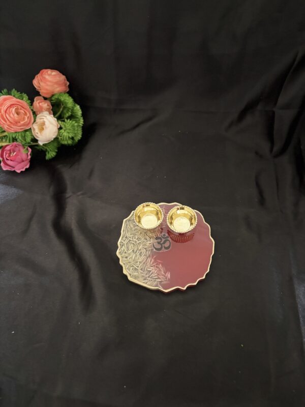 4 Inch Designer Resin Plate based on Roli and Chawal (Rice) - Image 2